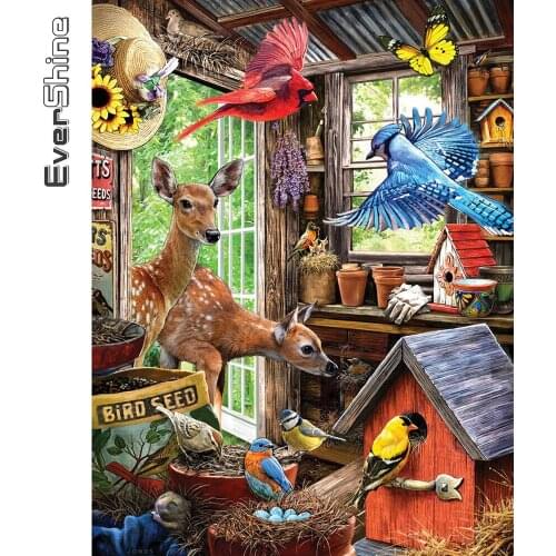 Evershine Diamond Painting Animals Cross Stitch DIY Diamond Mosaic Deer Bead Embroidery Bird Rhinestone Picture Decor For Home