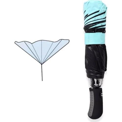 Coated automatic Umbrellas reverse fashion color 3 folding sunlight inverted black plastic sunscreen umbrella free shipping sale