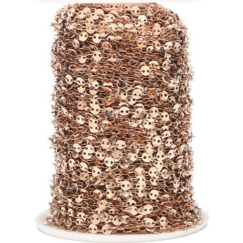 1Meter 4mm width Chains Stainless Steel Charm Rose gold Round Circle Link Chain DIY Jewelry Necklace Bracelet Making Findings
