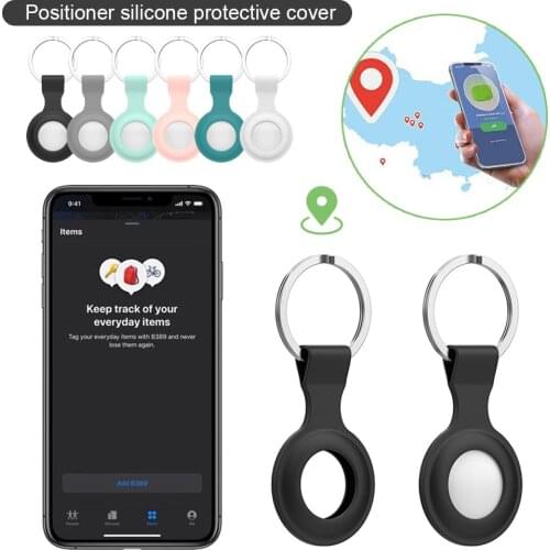 For Airtag Case Liquid Silicone Protective Cover For Apple Air tag Locator Tracker Anti-lost Device Keychain Sleeve Ring Buckle