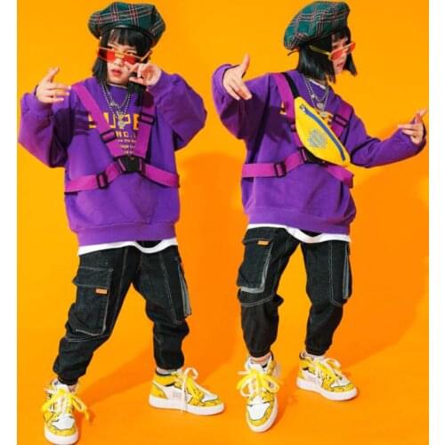 Kids Carnival Jazz dancing Outfits Sweatshirt Cargo Pants Girls Boys Jazz Dance Costumes Ballroom Dancing Clothes Street Wear