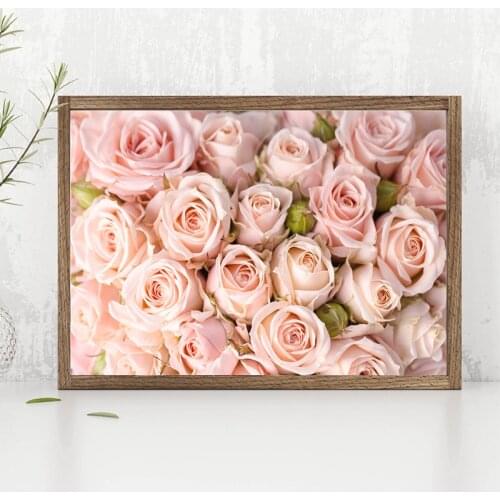 Modern Fresh Pink Tulip Rose Flowers Printed Painting on Canvas Posters and Prints Pink Peony Wall Art for Living Room Decor