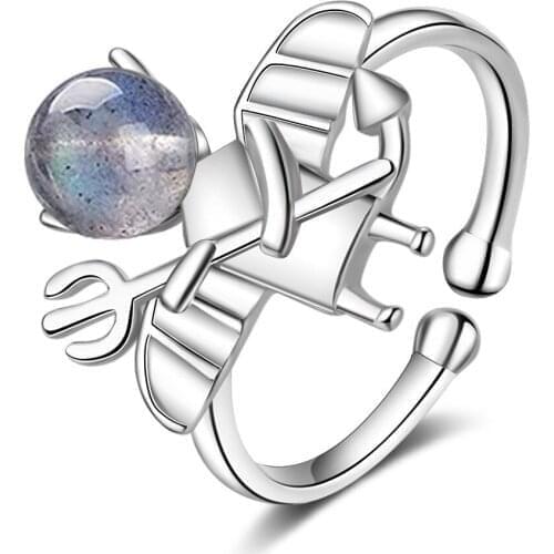 Demon Ring 925 Sterling Silver Charm Moonstone Rings for Women Victorian Style Round Female Ring Fine Jewelry Gift for Wife