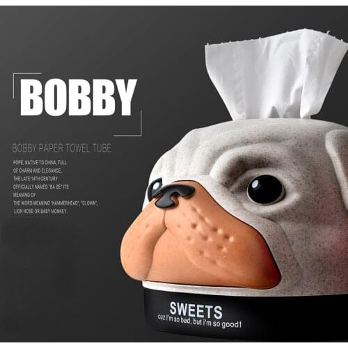 Tissue Box Bobby Dog Fashion Cartoon Plant Fibres Material Tissue Box Cover Creative Cute Tissue Box Holder For Home Decoration