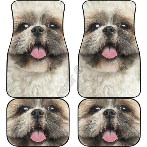 Shih Tzu Dog Car Floor Mats Funny Dog Face 3D Printed Pattern Mats Fit for Most Car Anti Slip Cheap Colorful 01