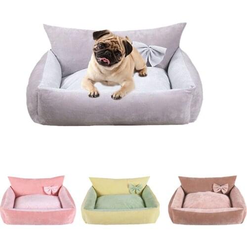 Dog Beds Warm Sleeping Cotton Puppy Bed Washable Detachable Oxford Cloth Kennel Cat Nest Bottom Waterproof Small Cat&Dog Nest