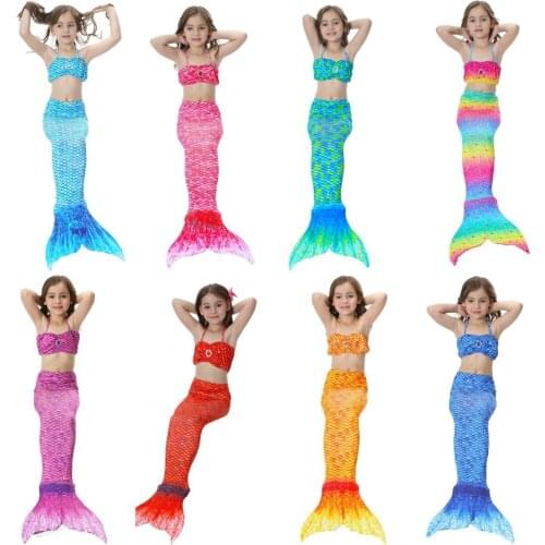 Summer Baby Girl Swim Suit Mermaid With Monofin Flipper Girl Bikini Swimwear Mermaid Costume Cosplay Kid Swimming Clothing 3-12Y
