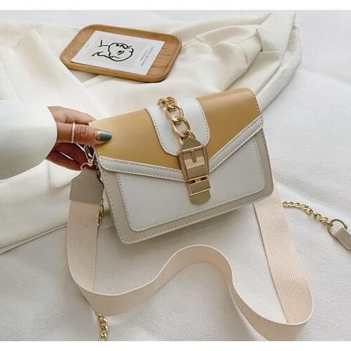 Summer simple handbag fashion chic chain hit color female bag new small square bag shoulder messenger mobile phone bag for women