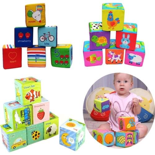 0-12 Months Baby Mobile Magic Cube Children Toy Plush Block Clutch Rattles Newborn Baby Early Educational Soft Cubes Toys