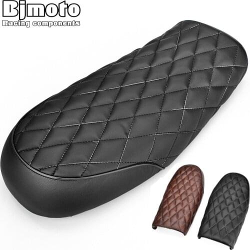 BJMOTO Motorcycle Black Vintage Seat Cushion For Yamaha Honda Kawasaki Cafe Racer