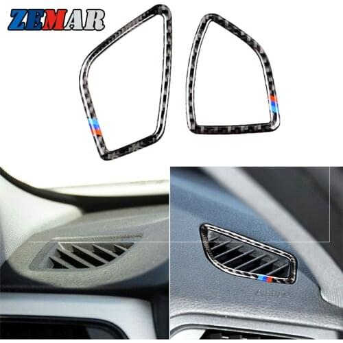 ZEMAR 2pcs Carbon Fiber Stickers for BMW F30 F34 3 Series GT Interior Air Vent Outlet Decoration Trim Car Styling Accessories