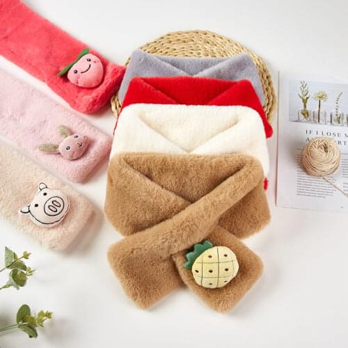 New Childrens Scarf Baby Cute Bib Kids Girls Thickened Warmth Faux Rabbit Fur Autumn Winter Collar