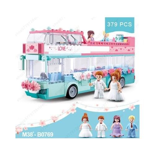 New Friends tree race car bus Brick Toy Children for girl Princess villa castle Prince City Wedding sets Romantic Amusement park