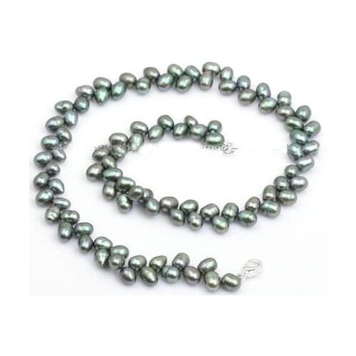 New Arrival Favorite Pearl Necklace AA 6-8MM Black Leaf Cutlrued Freshwater Pearl Fine Jewelry Charming Birthday Party Lady Gift