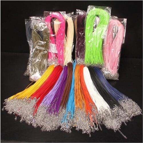 Wholesale 20pcs/lot 1.5mm Multicolor Leather Cord Wax Rope Chain Necklace with Lobster Clasp DIY Jewelry Accessorie Z570