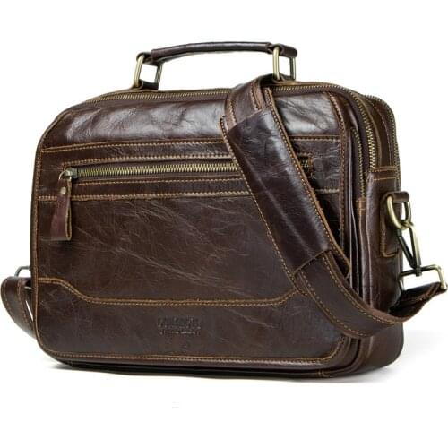 New Luxury Vintage Mens Handbags 100% Cow Genuine Leather Male Shoulder Bag Real Natural Leather Crossbody Bag Messenger Bags