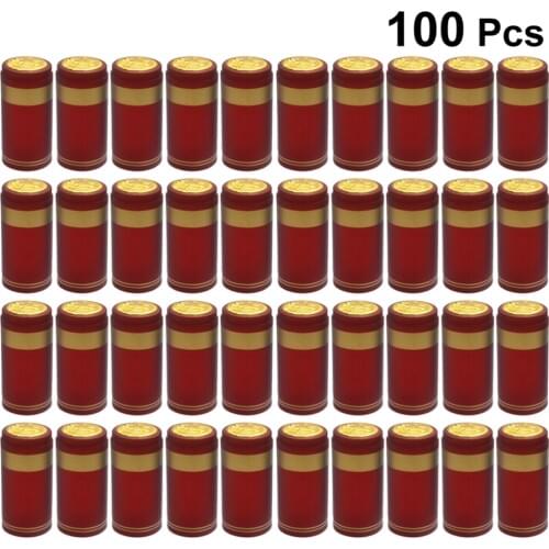 100pcs Heat Shrink Capsules Wine Bottle Capsules Wine Heat Shrinkable Cap Wine Shrink Film Wrap for Straight Mouth Bottle (Red
