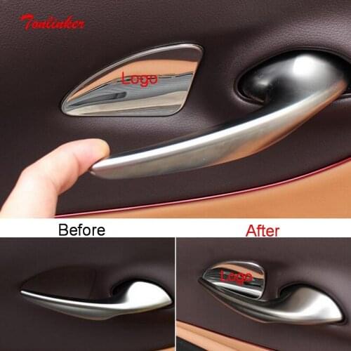 Tonlinker Interior Car Door Handle Bowl Cover Sticker For LEXUS ES200 260 300H 2018-21 Car Styling 4 PCS Metal Cover Stickers