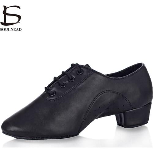 Black Mens Latin Dance Shoes PU Soft Bottom Man Tango Jazz Salsa Dance Shoes High Quality Boys Ballroom Shoes Wholesale