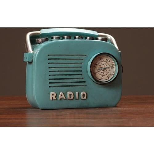Vintage Red Blue Retro Radio Model Resin Home Decoration Soft Outfit Design Cabinet Shelf Cafe Figurines Ornaments Antique Bar