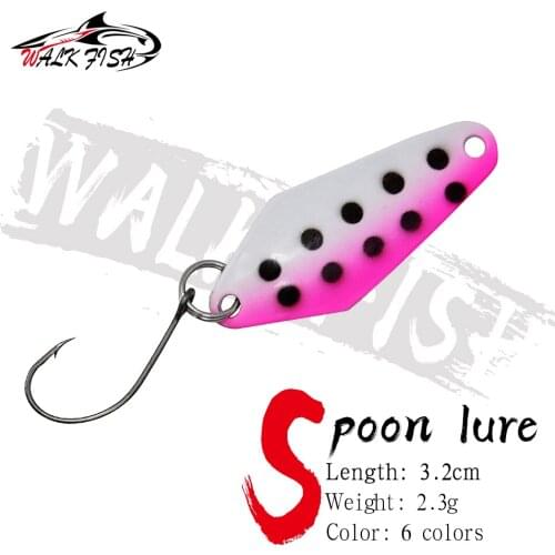 WALK FISH 6Pcs/Lot 3.2cm 2.3g Spoon Fishing Lure Metal Sequins Bait For Trout Bass Small Hard Sequins Baits Fishing Tools