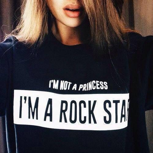 Im not a princess im a rock star letter print t-shirt women funny tumblr tshirt hipster short sleeve t shirt tees drop ship