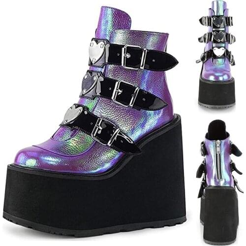 Litthing Winter Women Platform Boots Fashion Thick Bottom Ankle Boots Wedges Shoes Lace Up Buckle Ankle Boots Botas Mujer