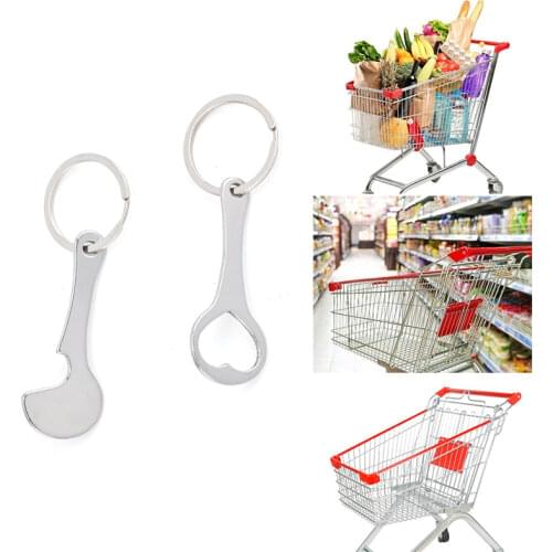 2Pcs Metal Portable Shopping Trolley Token Keyrings Key Chains Key Hook Key Ring Coin Holder Shopping Carts Token Trend Keychain