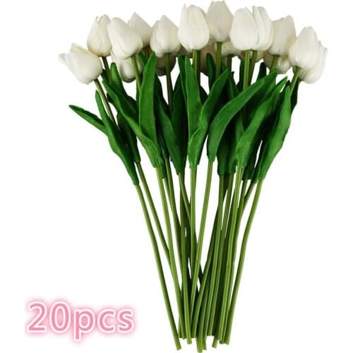 20pcs 35Cm Tulip Artificial Flowers Real Touch Flowers Wedding Decor Simulation Bride Bouquets Tulips for Home Party Vase Decor