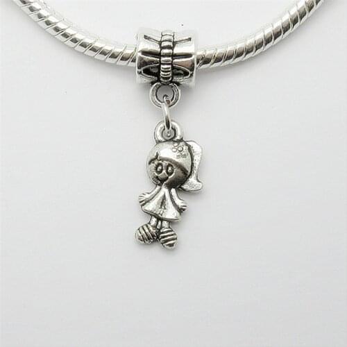 New 25pcs Girl Charm Big Hole Bead European Pendant Fit For Pandora Style Bracelets Necklace DIY Metal Jewelry Making 1