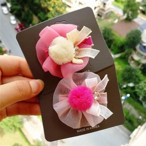20PCS/LOT New Floral Hair Clip Kids Hair Roll Bowknot Crystal Hairpin Hotsale Pink European Flower Style Flower Hair Barrettes