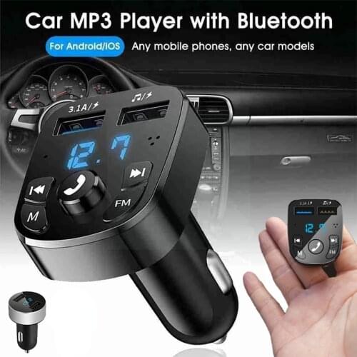 Car Cigarette Lighter Type Multifunctional Car MP3 Player FM Bluetooth Music U Disk Supplies Dual USB Mobile Phone Fast Charge