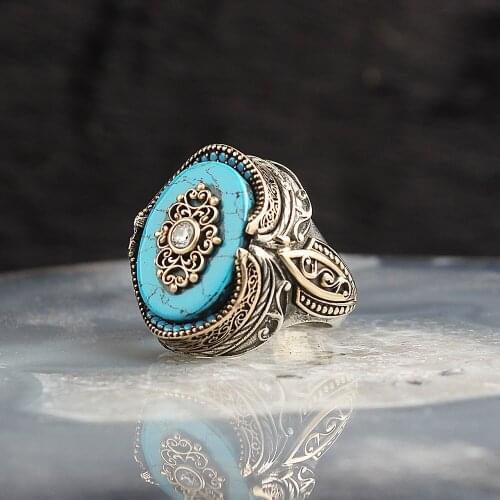 Turquoise Gemstone 925 Sterling Silver Men 'S Ring