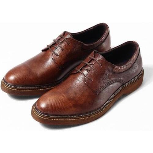 Handmade Goodyear Retro Round toes shoes for men casual Men shoes Lace up Comfortable Genuine Leather board shoes for men