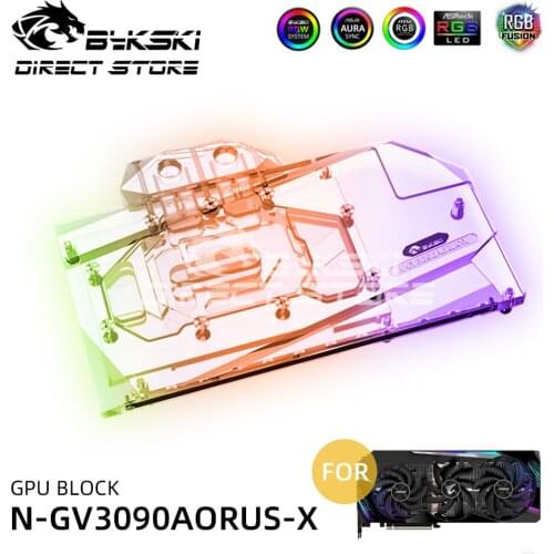 Bykski VGA Water Block For GIGABYTE Aorus RTX3090 3080 MASTER 24G GPU Block Cooler Liquid Heatsink A-RGB 12V/5V N-GV3090AORUS-X