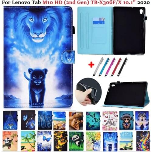 For Lenovo Tab M10 HD 2nd Generation Case Coque 10.1" Animal Stand Tablet For Funda Lenovo Tab M10 HD Gen 2 TB X306F Case 10.1