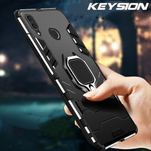 KEYSION For Huawei P Smart 2019 Case Finger Ring Holder Armor Bumper protection Back Cover For Huawei P Smart Plus 2019 Fundas