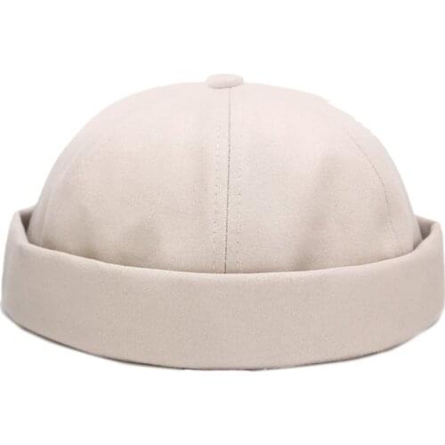 Men Women Retro Dome Melon Brimless Beanie Cap Solid Color Trendy Yuppies 6 Panels Casual Cotton Docker Sailor Hat