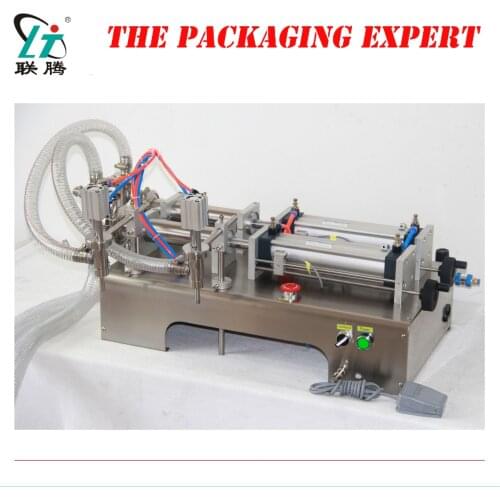 Double Heads Pneumatic Piston Liquid Filler Shampoo Water Wine Milk Juice Vinegar Coffee Oil Drink Detergent Filling Machine