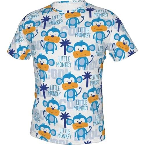 T Shirt For Men Clothing Printed Shirts Graphic Tee Colorful Monkey Cartoon Novelty Oversized T-Shirt