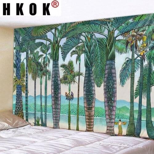 HKOK Coconut Tapestry Wall Rugs Wall Hanging Covering Fabric Mural Background Cloth Towel Beach Fabric Blanket Living Home Decor