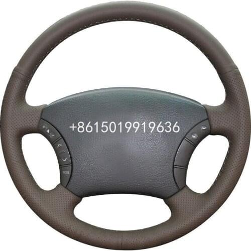 Custom Made DIY Dark Brown Leather Car Steering Wheel Cover for Toyota Land Cruiser Prado 120