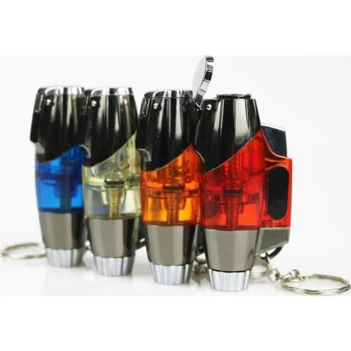 Compact Jet Butane Lighter Torch Lighter Windproof LED Turbo Pipe Cigar Lighter Keychains 1300 C No Gas
