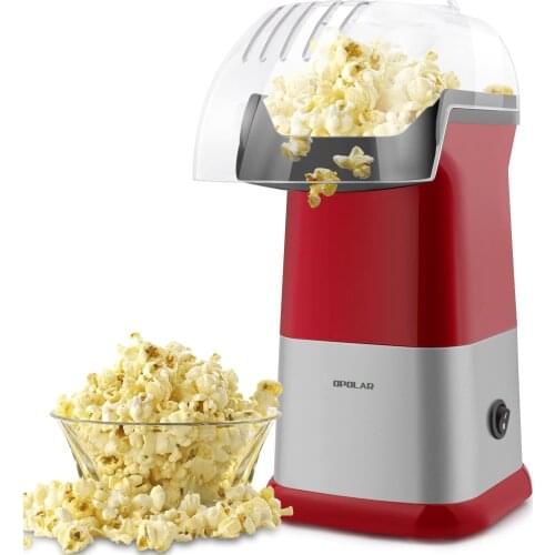 Hot Air Popcorn Poppers for Home, 1200W Popcorn Maker Machine for Healthy Snack, No Oil Needed (Red)