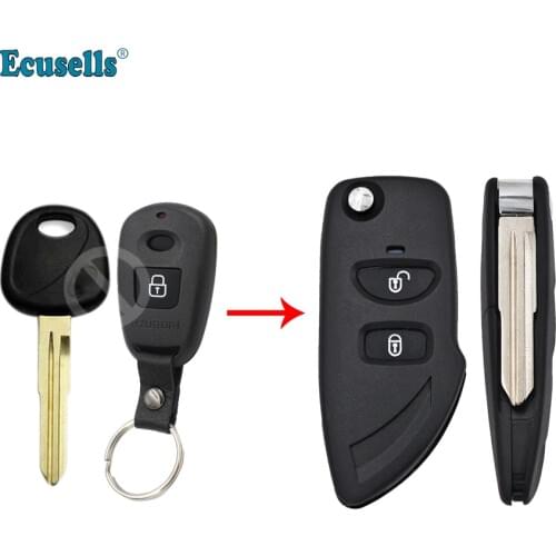 Modifed Flip Folding Remote Key Shell 2 Button For Hyundai Santa Fe Trajet