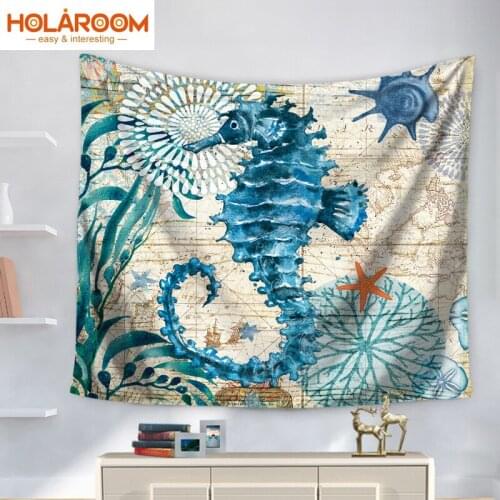 Wall Hanging Tapestry Cartoon Tapestries Sea Animals Pattern Wall Carpet Polyester Table Cloth Tapiz Home Bedroom Decoration