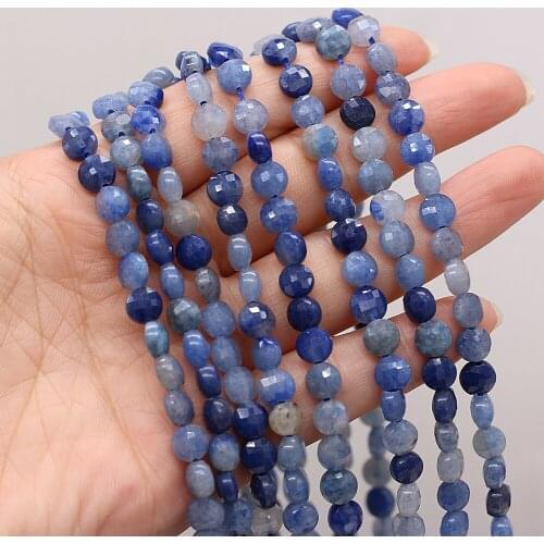 Natural Semi-precious Stone Oblate Section Beads Blue Aventurine 6mm For DIY Necklace Earrings Accessories Gift Length 38cm
