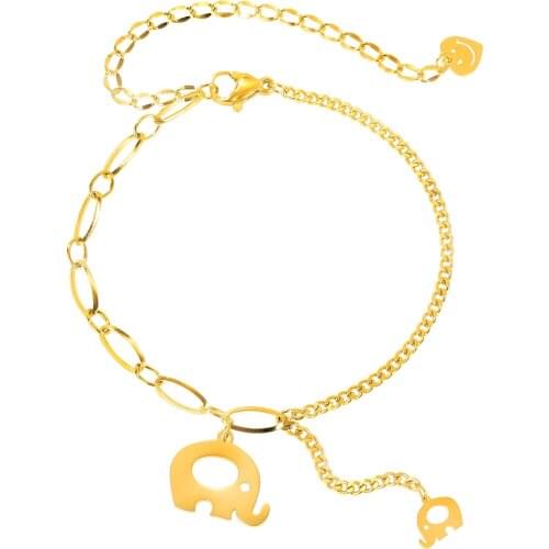 Charm Rose Gold Elephant Asymmetric Chain Women Bracelets Fashion Stainless Steel Wrist Jewelry Accessories Bracelets For Girls