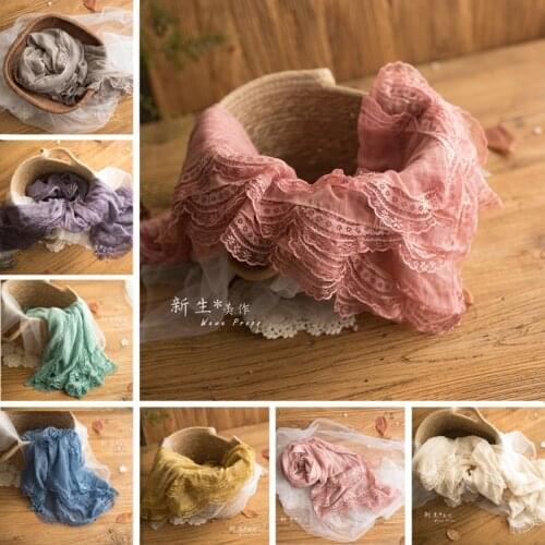 Newborn Photography Props Accessories 180x95cm Soft Lace Cotton Yarn Blanket Baby Girl Newborn Photo Props Flokati Posing Wrap