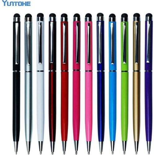Wholesale 100pcs/lot Cheapest Metal Touch Pen 2 in1 Stylus With ball Pen For iPhone ipad iPod Mobile Phone Free DHL